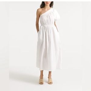 J. Crew smocked one shoulder poplin dress